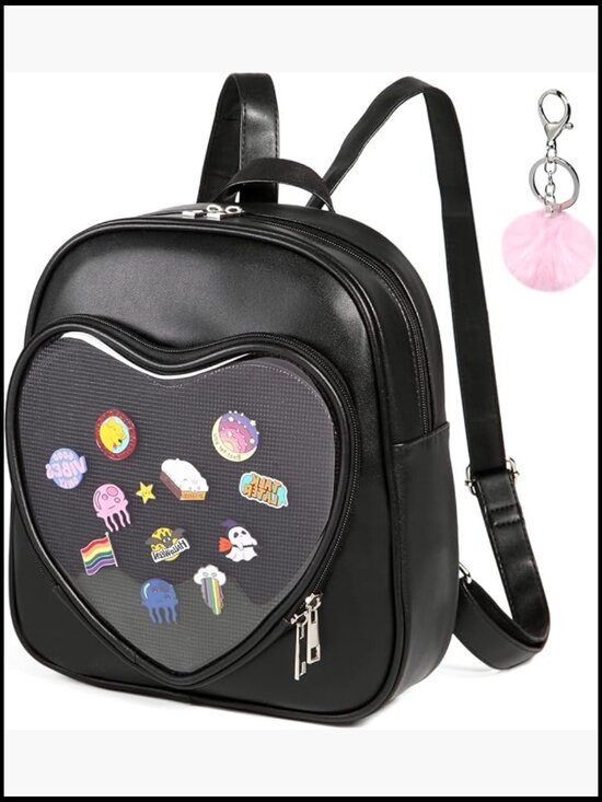 Ita Bag Backpack Heart Shaped Purse with Pin Display Window Insert Charm Kawaii main image 4